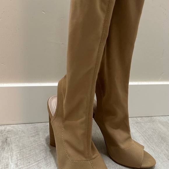 Public Desire Tan Over-the-Knee Boots